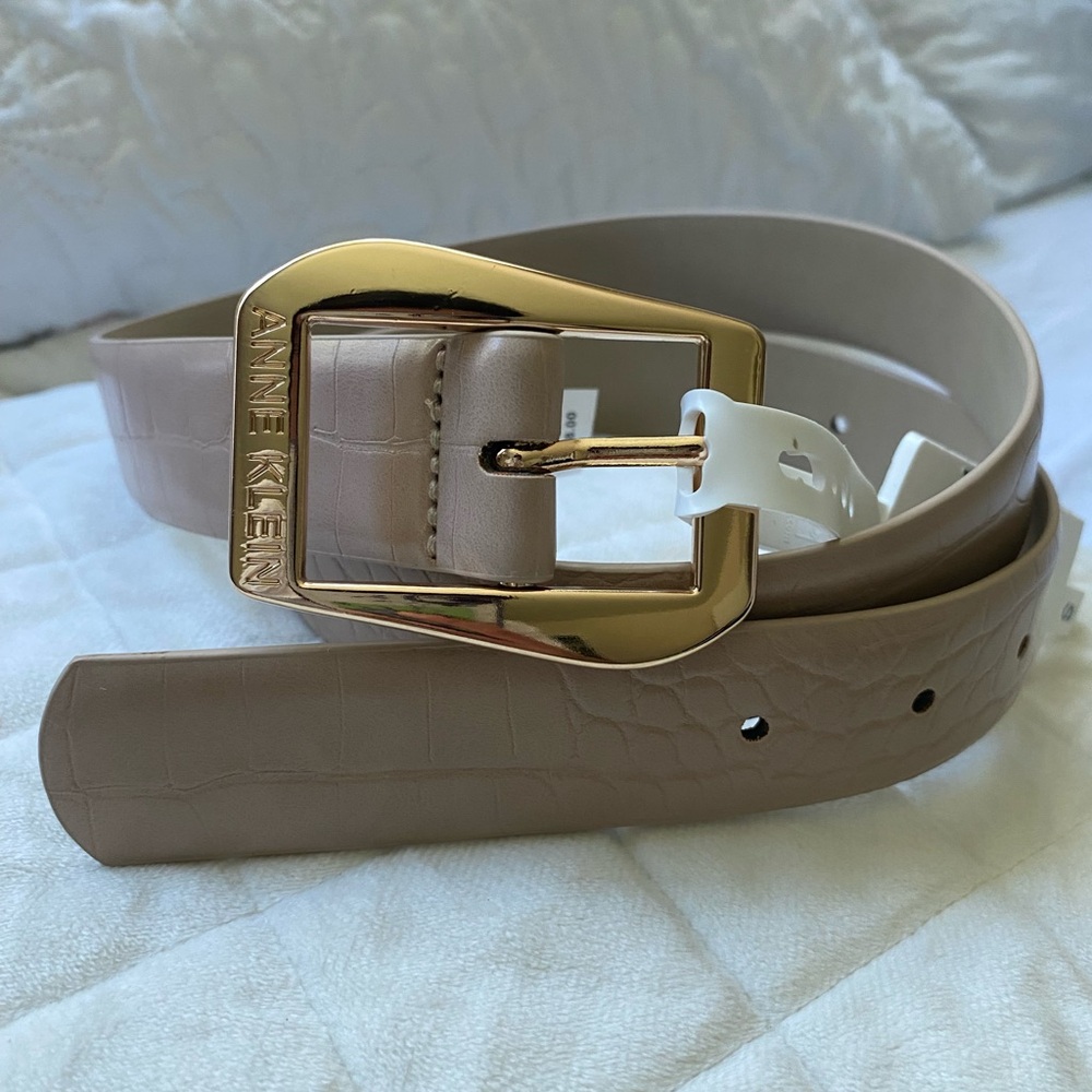 Anne Klein Beige Belt with Gold Buckle
